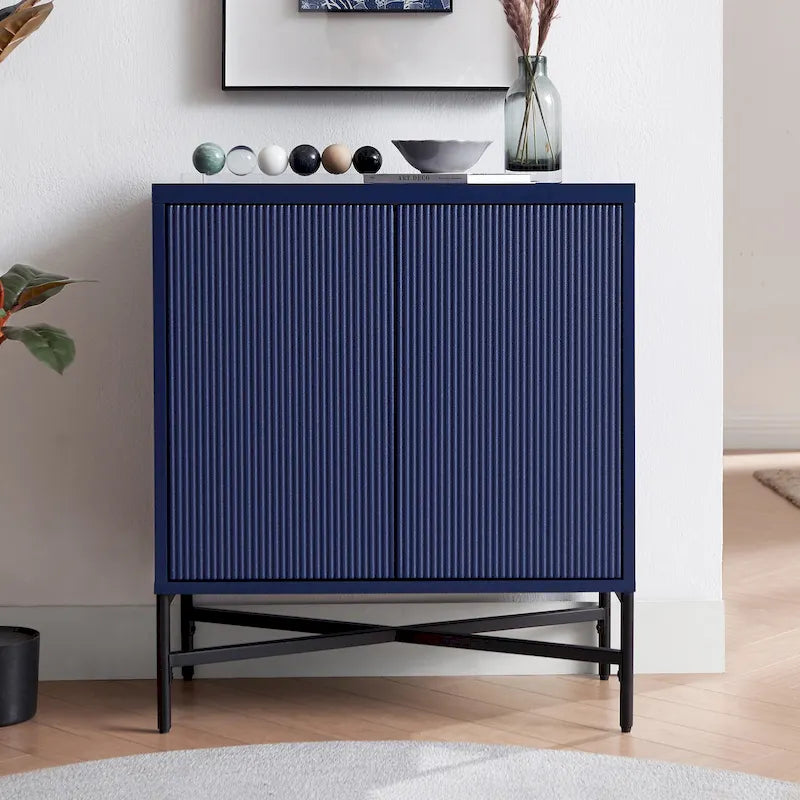 Meuble de rangement d'appoint 28" avec étagère réglable, gestion des câbles et portes en PVC, grain de bois MDF