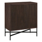 Meuble de rangement d'appoint 28" avec étagère réglable, gestion des câbles et portes en PVC, grain de bois MDF