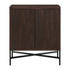 Meuble de rangement d'appoint 28" avec étagère réglable, gestion des câbles et portes en PVC, grain de bois MDF