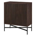Meuble de rangement d'appoint 28" avec étagère réglable, gestion des câbles et portes en PVC, grain de bois MDF