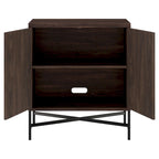 Meuble de rangement d'appoint 28" avec étagère réglable, gestion des câbles et portes en PVC, grain de bois MDF