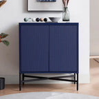 Meuble de rangement d'appoint 28" avec étagère réglable, gestion des câbles et portes en PVC, grain de bois MDF
