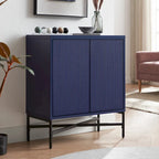 Meuble de rangement d'appoint 28" avec étagère réglable, gestion des câbles et portes en PVC, grain de bois MDF