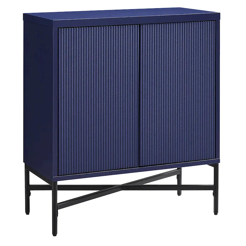 Meuble de rangement d'appoint 28" avec étagère réglable, gestion des câbles et portes en PVC, grain de bois MDF