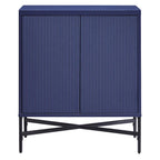 Meuble de rangement d'appoint 28" avec étagère réglable, gestion des câbles et portes en PVC, grain de bois MDF