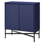 Meuble de rangement d'appoint 28" avec étagère réglable, gestion des câbles et portes en PVC, grain de bois MDF