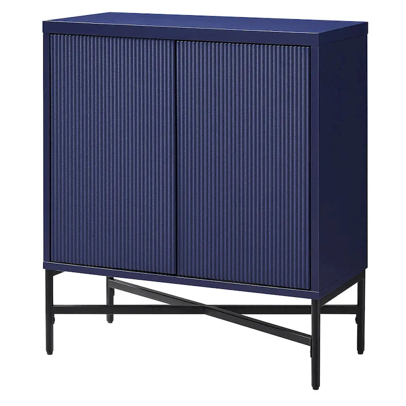 Meuble de rangement d'appoint 28" avec étagère réglable, gestion des câbles et portes en PVC, grain de bois MDF