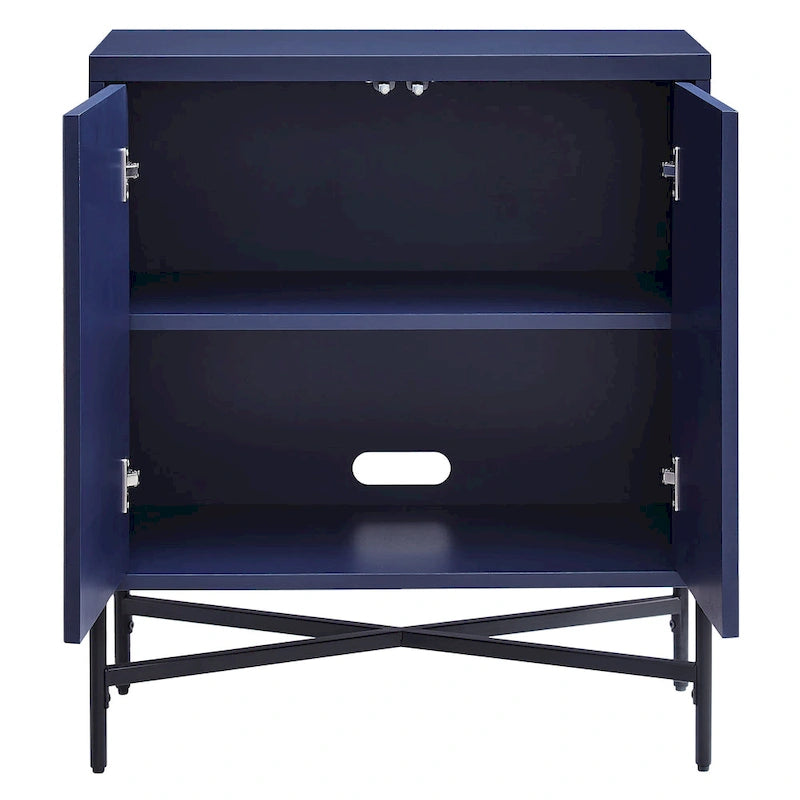 Meuble de rangement d'appoint 28" avec étagère réglable, gestion des câbles et portes en PVC, grain de bois MDF