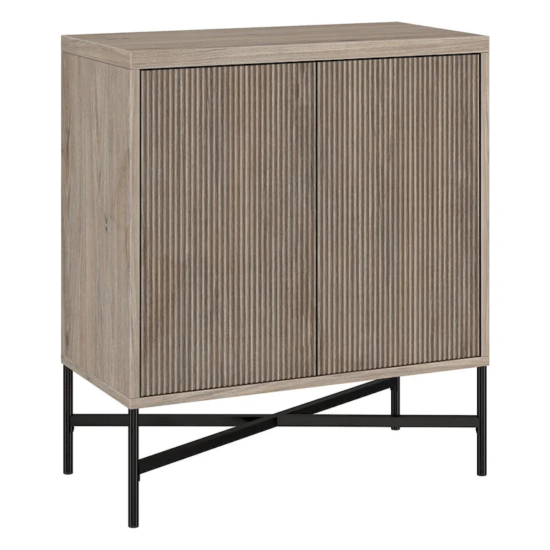 Meuble de rangement d'appoint 28" avec étagère réglable, gestion des câbles et portes en PVC, grain de bois MDF