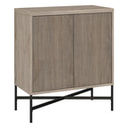 Meuble de rangement d'appoint 28" avec étagère réglable, gestion des câbles et portes en PVC, grain de bois MDF