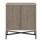 Meuble de rangement d'appoint 28" avec étagère réglable, gestion des câbles et portes en PVC, grain de bois MDF