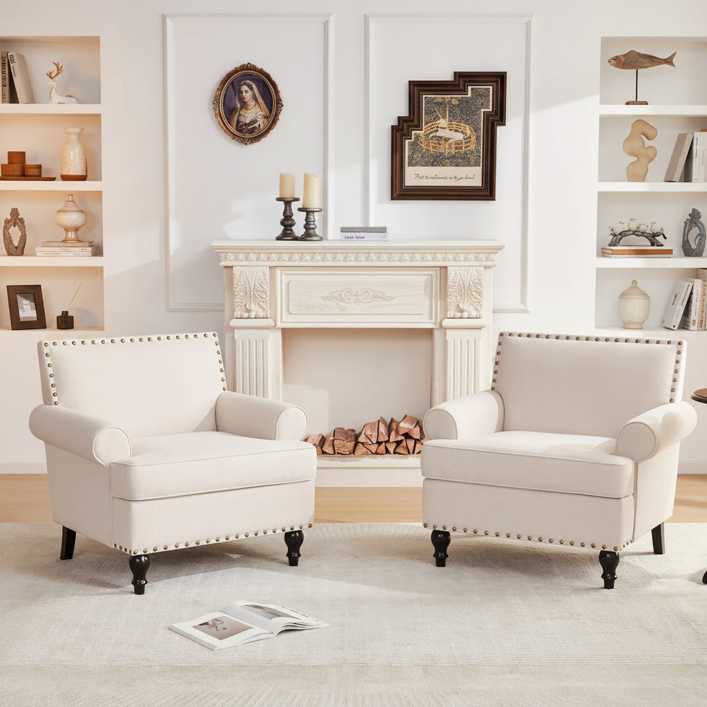 Huimo Modern Nailhead Accent Chair Arm Chairs Set of 2