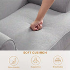 Fauteuil club avec clous décoratifs, mousse haute densité, pieds en bois massif, tissu lin, capacité de 136 kg
