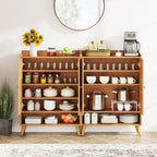 Buffet vaisselier 73 cm L x 110 cm H, 2 portes, 3 étagères réglables, MDF et pieds en métal