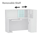 Bureau d'accueil en bois en forme de L, marbré noir ou blanc, de 55,9 pouces