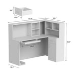 Bureau d'accueil en bois en forme de L, marbré noir ou blanc, de 55,9 pouces