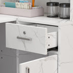 Bureau d'accueil en bois en forme de L, marbré noir ou blanc, de 55,9 pouces