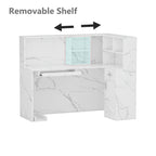 Bureau d'accueil en bois en forme de L, marbré noir ou blanc, de 55,9 pouces