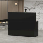 Bureau d'accueil en bois en forme de L, marbré noir ou blanc, de 55,9 pouces