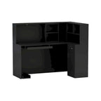 Bureau d'accueil en bois en forme de L, marbré noir ou blanc, de 55,9 pouces
