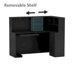 Bureau d'accueil en bois en forme de L, marbré noir ou blanc, de 55,9 pouces