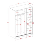 Système de dressing modulaire en pin massif, portes coulissantes, extensible de 91 à 274 cm de large, 183 cm de haut