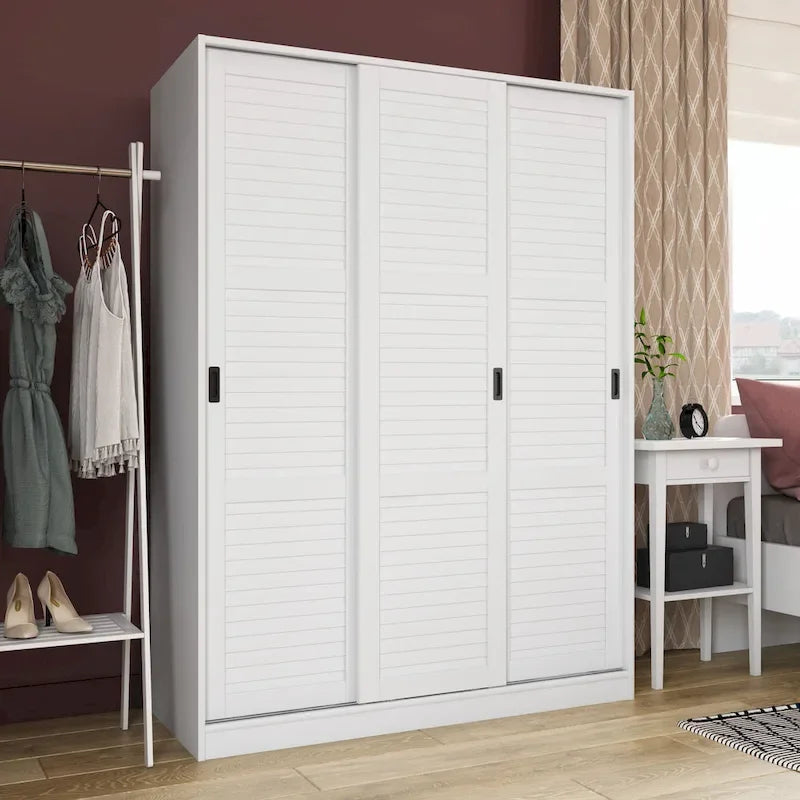 Système de dressing modulaire en pin massif, portes coulissantes, extensible de 91 à 274 cm de large, 183 cm de haut