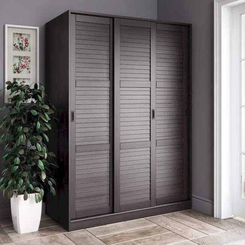 Système de dressing modulaire en pin massif, portes coulissantes, extensible de 91 à 274 cm de large, 183 cm de haut