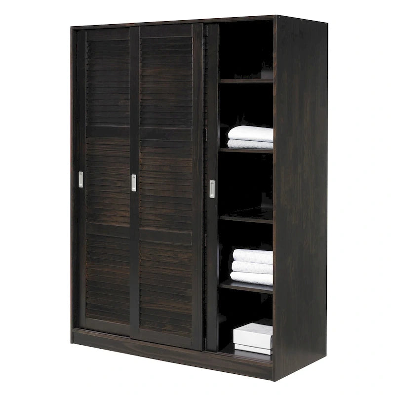 Système de dressing modulaire en pin massif, portes coulissantes, extensible de 91 à 274 cm de large, 183 cm de haut