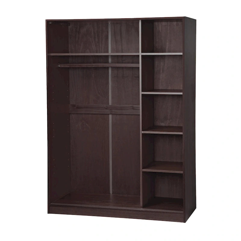 Système de dressing modulaire en pin massif, portes coulissantes, extensible de 91 à 274 cm de large, 183 cm de haut