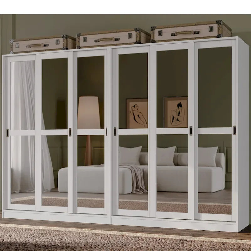 Système de dressing modulaire en pin massif, portes coulissantes, extensible de 91 à 274 cm de large, 183 cm de haut