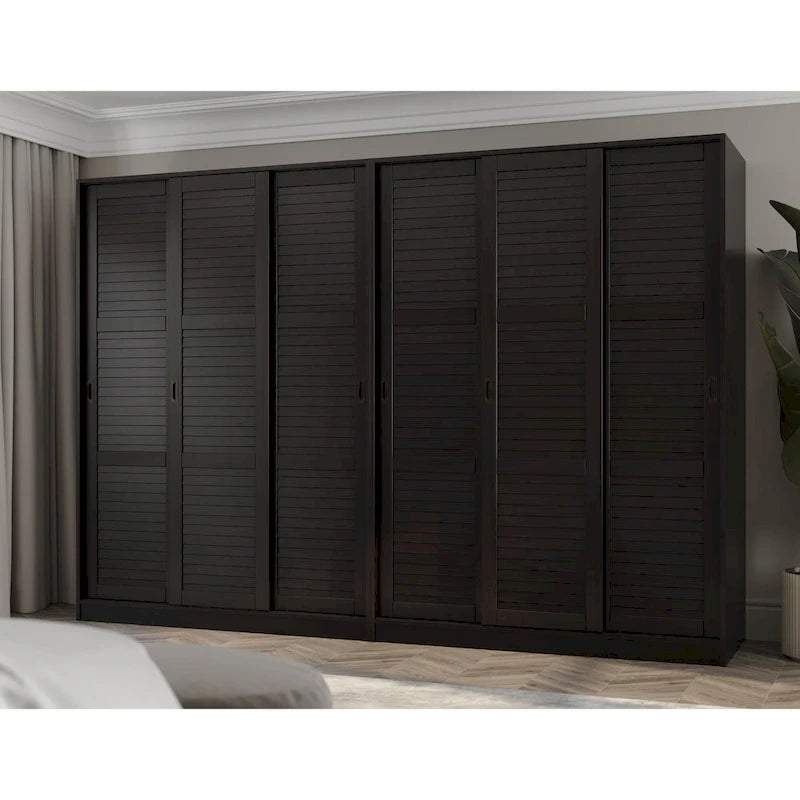 Système de dressing modulaire en pin massif, portes coulissantes, extensible de 91 à 274 cm de large, 183 cm de haut