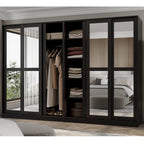 Système de dressing modulaire en pin massif, portes coulissantes, extensible de 91 à 274 cm de large, 183 cm de haut