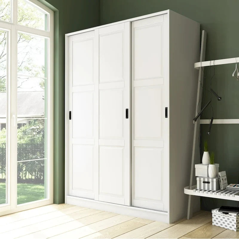 Système de dressing modulaire en pin massif, portes coulissantes, extensible de 91 à 274 cm de large, 183 cm de haut