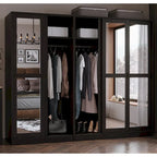Système de dressing modulaire en pin massif, portes coulissantes, extensible de 91 à 274 cm de large, 183 cm de haut