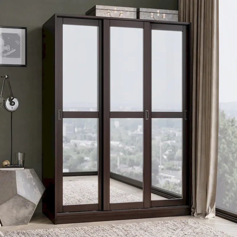 Système de dressing modulaire en pin massif, portes coulissantes, extensible de 91 à 274 cm de large, 183 cm de haut