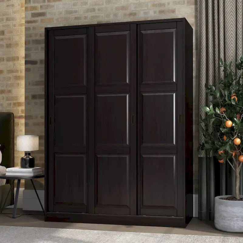 Système de dressing modulaire en pin massif, portes coulissantes, extensible de 91 à 274 cm de large, 183 cm de haut