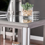 Bureau d'écriture effet miroir 56"L, 4 étagères ouvertes, finition argent mat, bureau à domicile style glamour