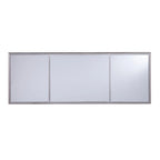 Bureau d'écriture effet miroir 56"L, 4 étagères ouvertes, finition argent mat, bureau à domicile style glamour