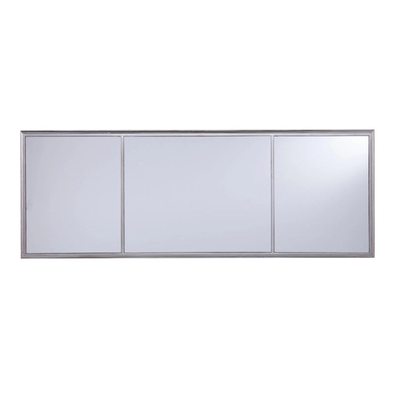 Bureau d'écriture effet miroir 56"L, 4 étagères ouvertes, finition argent mat, bureau à domicile style glamour