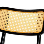 Lot de 2 chaises de salle à manger en bois d'hévéa et rotin tissé style Mid-Century, dossier incurvé, 46 cm L x 79 cm H