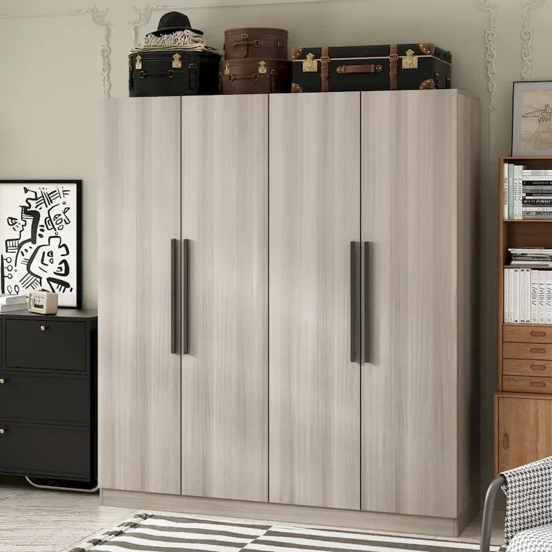 Armoire de penderie autoportante à 2 sections, tringle de suspension et étagères de rangement, modulable, séparateur de pièce