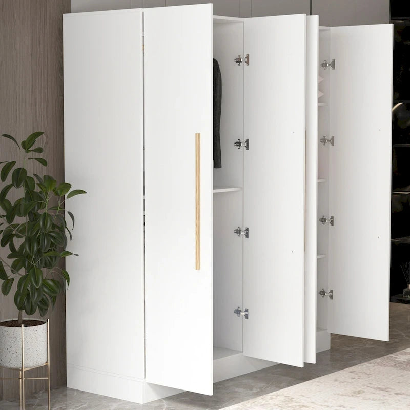 Armoire de penderie autoportante à 2 sections, tringle de suspension et étagères de rangement, modulable, séparateur de pièce