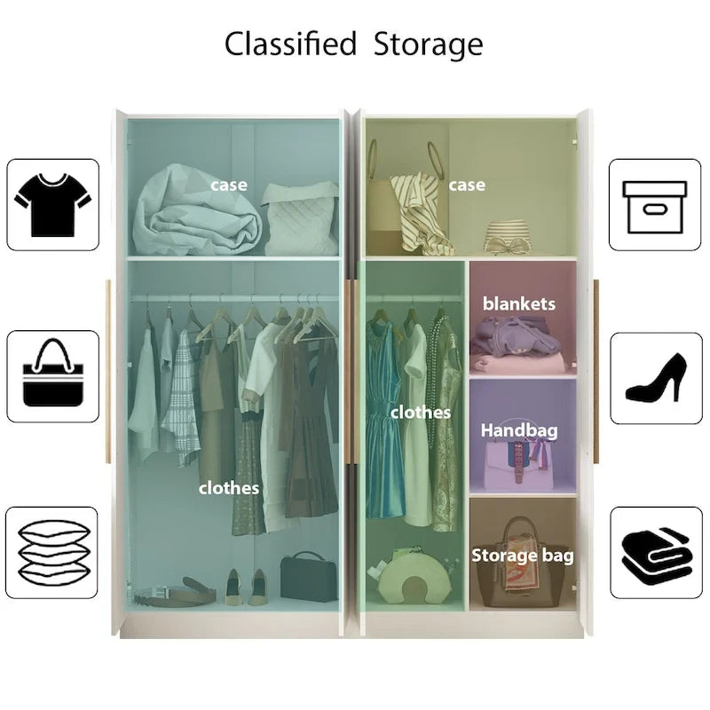 Armoire de penderie autoportante à 2 sections, tringle de suspension et étagères de rangement, modulable, séparateur de pièce