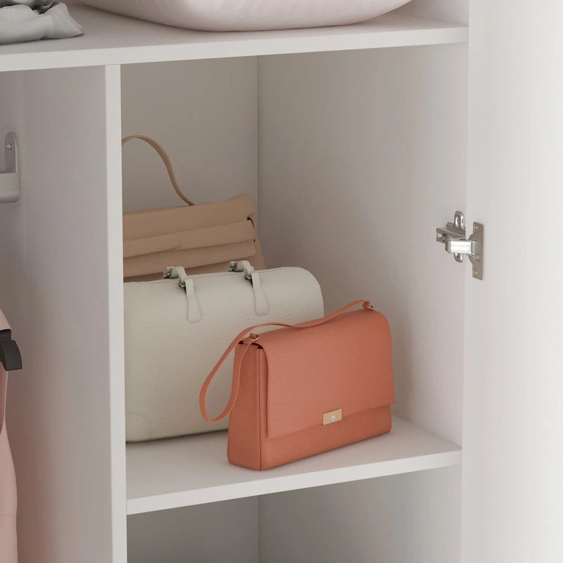 Armoire de penderie autoportante à 2 sections, tringle de suspension et étagères de rangement, modulable, séparateur de pièce