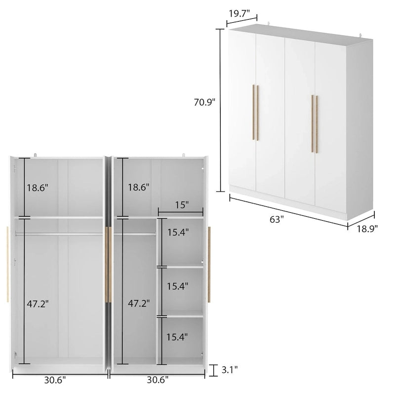 Armoire de penderie autoportante à 2 sections, tringle de suspension et étagères de rangement, modulable, séparateur de pièce