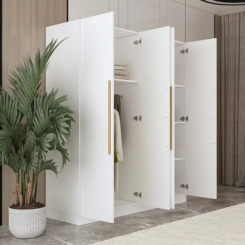 Armoire de penderie autoportante à 2 sections, tringle de suspension et étagères de rangement, modulable, séparateur de pièce