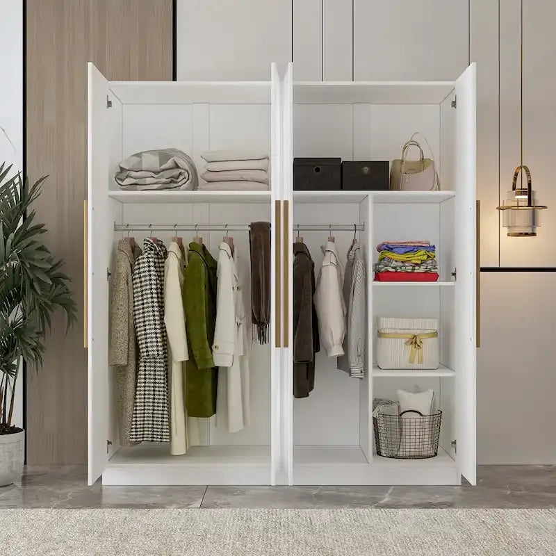 Armoire de penderie autoportante à 2 sections, tringle de suspension et étagères de rangement, modulable, séparateur de pièce