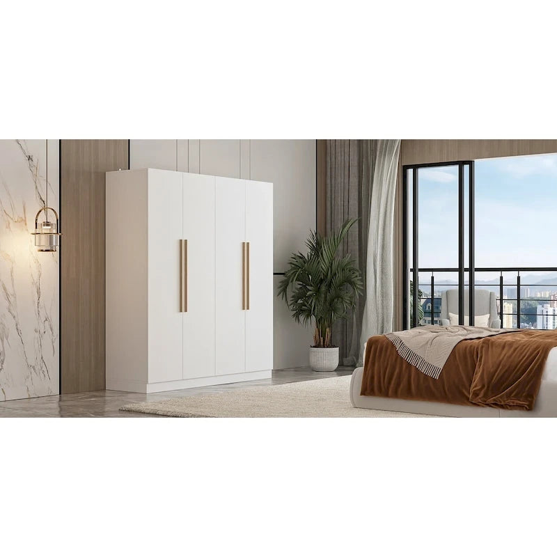 Armoire de penderie autoportante à 2 sections, tringle de suspension et étagères de rangement, modulable, séparateur de pièce