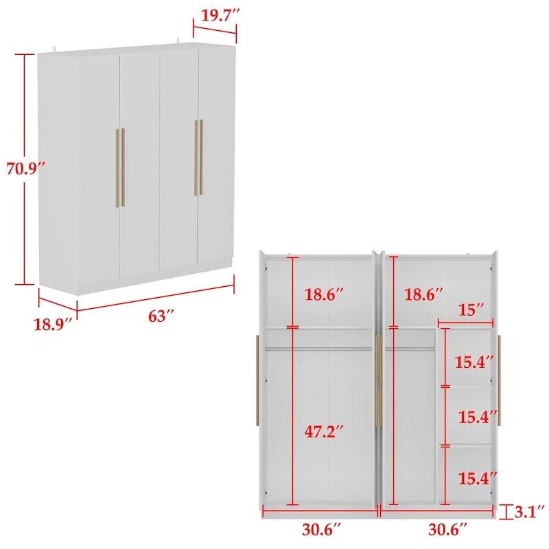 Armoire de penderie autoportante à 2 sections, tringle de suspension et étagères de rangement, modulable, séparateur de pièce